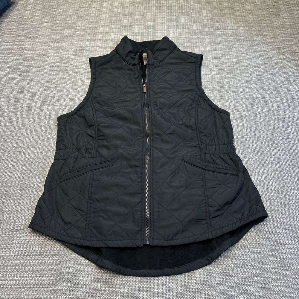 Black Quilted Vest Medium Equestrian Barn Jacket Preppy Bit & Bridle